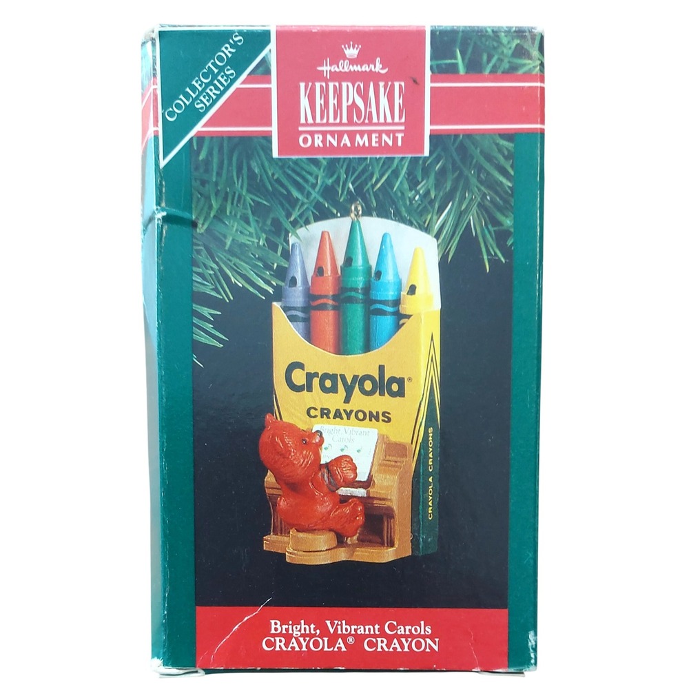 Vintage Hallmark Keepsake Ornament 1991 Crayola Crayon Red Bear Piano QX421-9